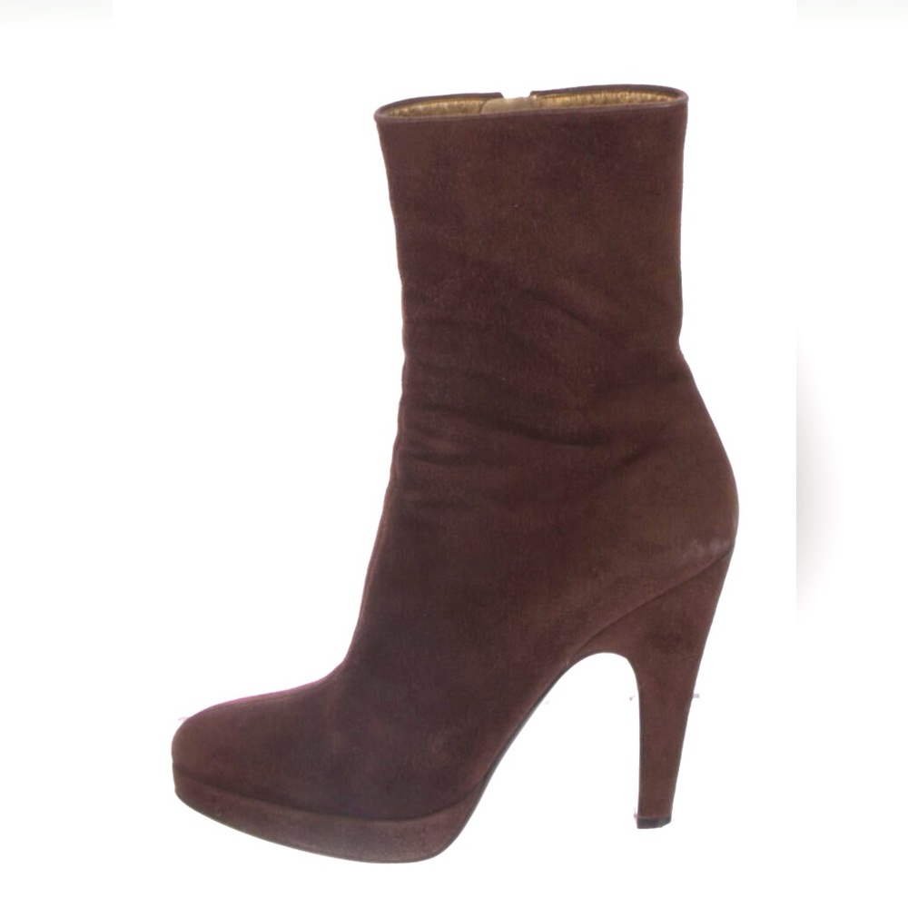 PRADA brown suede platform boots